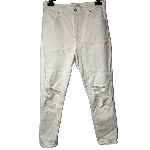 Abercrombie & Fitch Denim - Abercrombie Fitch High Rise Super Skinny White Jeans Distressed